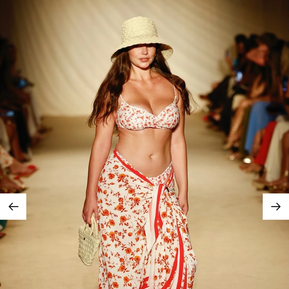 Monday Swimwear Floral Bikini Set- Cream and Red